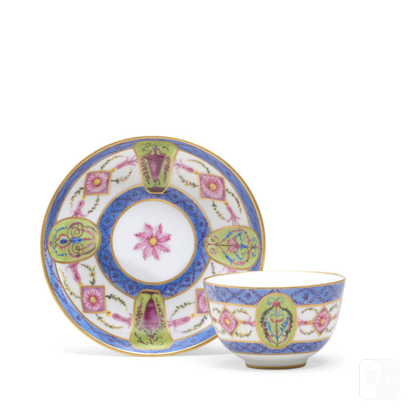 A Sèvres cup and saucer, dated 1790